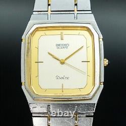 Vintage 1982 N-MINT SEIKO Dolce 9521-5020 Original Band Square Tank ShapeMen