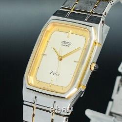 Vintage 1982 N-MINT SEIKO Dolce 9521-5020 Original Band Square Tank ShapeMen