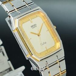 Vintage 1982 N-MINT SEIKO Dolce 9521-5020 Original Band Square Tank ShapeMen