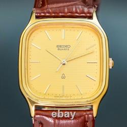Vintage 1983 MINT SEIKO CHARIOT 6431-5050 Gold Square Tank Shape Men Watch