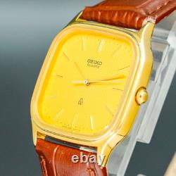 Vintage 1983 MINT SEIKO CHARIOT 6431-5050 Gold Square Tank Shape Men Watch