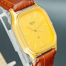 Vintage 1983 MINT SEIKO CHARIOT 6431-5050 Gold Square Tank Shape Men Watch