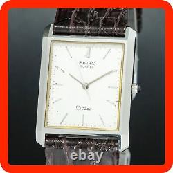Vintage 1984 N-MINT SEIKO Dolce 9521-5160 New BAND Tank Shape Men Watch