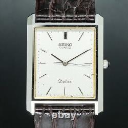 Vintage 1984 N-MINT SEIKO Dolce 9521-5160 New BAND Tank Shape Men Watch