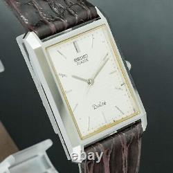 Vintage 1984 N-MINT SEIKO Dolce 9521-5160 New BAND Tank Shape Men Watch
