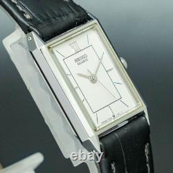 Vintage 1985 MINT SEIKO SOCIE 7321-5650 Silver Tank New Battery Women Watch