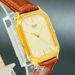 Vintage 1985 SEIKO CHARIOT 9021-5090 Gold Square Tank New Band Men Watch