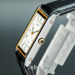 Vintage 1988 MINT SEIKO Dolce 7321-6170 New Band Square Thin Tank Shape Men