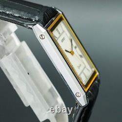 Vintage 1988 MINT SEIKO Dolce 7321-6170 New Band Square Thin Tank Shape Men