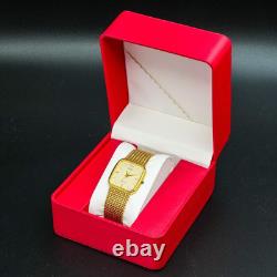 Vintage 1989 N-MINT SEIKO Dolce 9521-5210 2P Diamonds Square Gold Men Watch