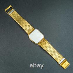Vintage 1989 N-MINT SEIKO Dolce 9521-5210 2P Diamonds Square Gold Men Watch