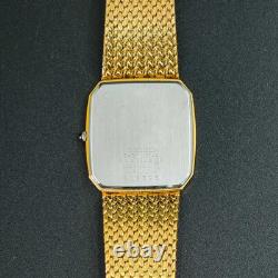 Vintage 1989 N-MINT SEIKO Dolce 9521-5210 2P Diamonds Square Gold Men Watch