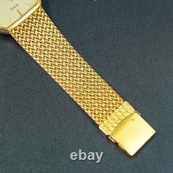 Vintage 1989 N-MINT SEIKO Dolce 9521-5210 2P Diamonds Square Gold Men Watch
