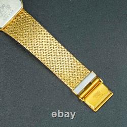 Vintage 1989 N-MINT SEIKO Dolce 9521-5210 2P Diamonds Square Gold Men Watch