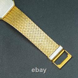 Vintage 1989 N-MINT SEIKO Dolce 9521-5210 2P Diamonds Square Gold Men Watch