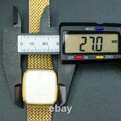 Vintage 1989 N-MINT SEIKO Dolce 9521-5210 2P Diamonds Square Gold Men Watch
