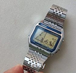 Vintage Casio AX-210 Digital Calendar Chronograph Men's Stainless Steel japan