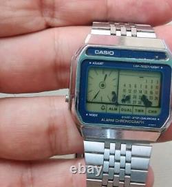 Vintage Casio AX-210 Digital Calendar Chronograph Men's Stainless Steel japan