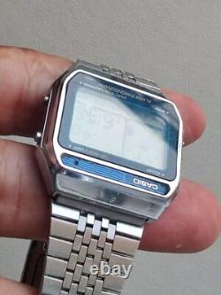Vintage Casio AX-210 Digital Calendar Chronograph Men's Stainless Steel japan
