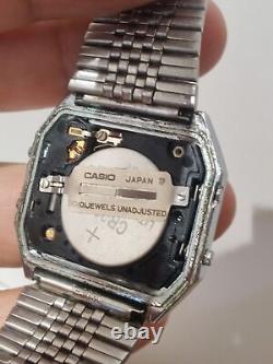 Vintage Casio AX-210 Digital Calendar Chronograph Men's Stainless Steel japan