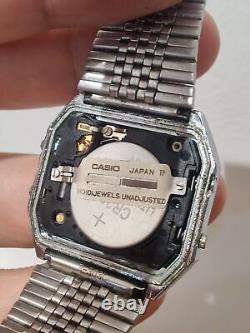 Vintage Casio AX-210 Digital Calendar Chronograph Men's Stainless Steel japan