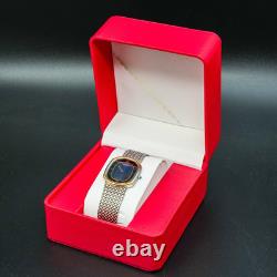 Vintage MINT SEIKO CREDOR 7770-5141 18K Gold Blue Agate Dial Oval Shape Men