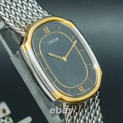 Vintage MINT SEIKO CREDOR 7770-5141 18K Gold Blue Agate Dial Oval Shape Men