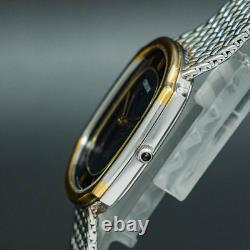 Vintage MINT SEIKO CREDOR 7770-5141 18K Gold Blue Agate Dial Oval Shape Men