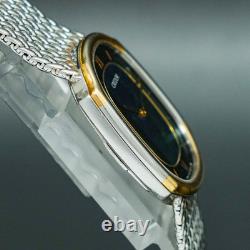Vintage MINT SEIKO CREDOR 7770-5141 18K Gold Blue Agate Dial Oval Shape Men