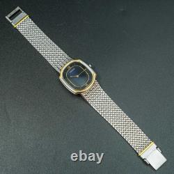 Vintage MINT SEIKO CREDOR 7770-5141 18K Gold Blue Agate Dial Oval Shape Men