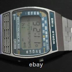 Vintage Seiko World Time 1979 Digital Quartz Original Bracelet Watch A239-502A