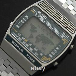Vintage Seiko World Time 1979 Digital Quartz Original Bracelet Watch A239-502A