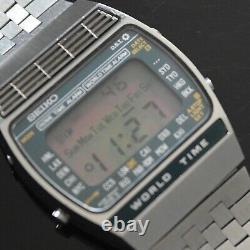 Vintage Seiko World Time 1979 Digital Quartz Original Bracelet Watch A239-502A