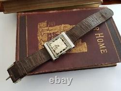 Vintage-Swiss-15 Jewel Gents Art Deco Chrome/Stainless Wristwatch-Cauny Geneve