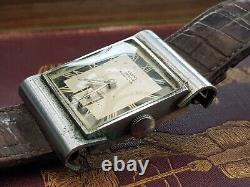 Vintage-Swiss-15 Jewel Gents Art Deco Chrome/Stainless Wristwatch-Cauny Geneve