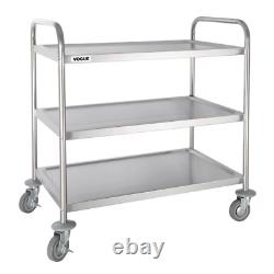 Vogue F994 Stainless Steel Kitchen 3 Level Tier Clearing Trolley810Wx455Dmm