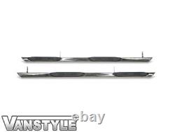 Vw T5 Transporter 03-15 Lwb 76mm Polished Chrome Stainless Steel Side Bars Steps