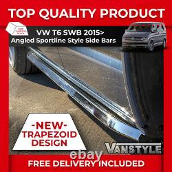 Vw T6/t6.1 Transporter Swb 15sportline Angled Sidebar Polished Stainless Chrome