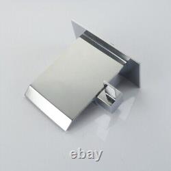 Wall Mount Single Cold Chrome Stainless Steel Waterfall Spout Basin Sink Faucet