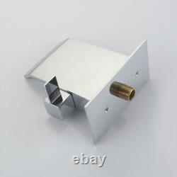 Wall Mount Single Cold Chrome Stainless Steel Waterfall Spout Basin Sink Faucet