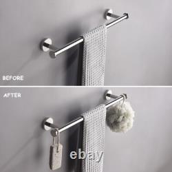 Wall Mounted Bathroom Accessories Towel Bar Paper Holder Robe Hook Set 4PCS