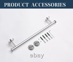 Wall Mounted Bathroom Accessories Towel Bar Paper Holder Robe Hook Set 4PCS