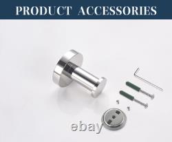Wall Mounted Bathroom Accessories Towel Bar Paper Holder Robe Hook Set 4PCS