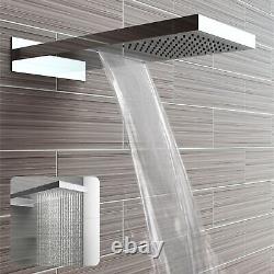 Waterfall Shower Head Rectangular Dual Fixed Overhead Rainfall Chrome ENKI R41