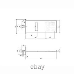Waterfall Shower Head Rectangular Dual Fixed Overhead Rainfall Chrome ENKI R41