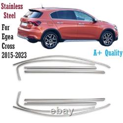Window Full Frame Trim Chrome Cover For Fiat Egea Cross 2015-2023 8 PCS S. Steel
