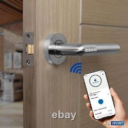 XFORT Smart Lock Door Handle, Stainless Steel in Satin Chrome, Lever On Rose