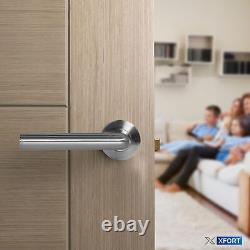 XFORT Smart Lock Door Handle, Stainless Steel in Satin Chrome, Lever On Rose