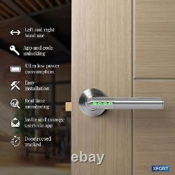XFORT Smart Lock Door Handle, Stainless Steel in Satin Chrome, Lever On Rose
