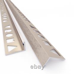 10x Vroma Tile Trim Straight L-shape- 2,5m Aluminium Chrome, Brossé, Matt New